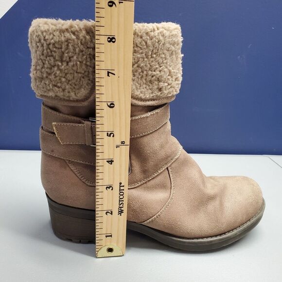 White Mountain Ankle Boots Womens Size 6 Brown Leather Shearling Side Zip - Picture 10 of 16